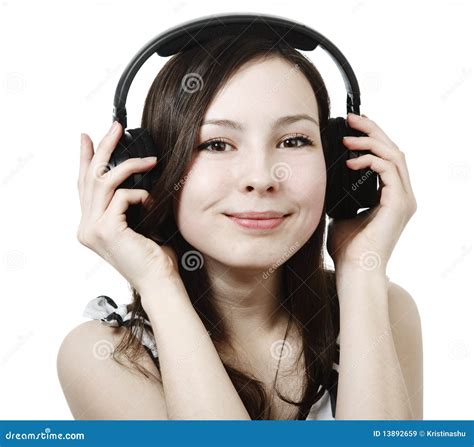 Girl Listening To Music On Headphones Royalty Free Stock Images - Image: 13892659