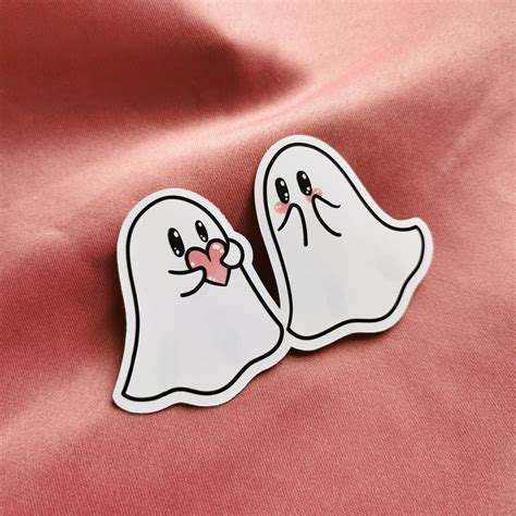 Cute Ghosts in Love Sticker / Kawaii Cartoon Ghost Couple / | Etsy