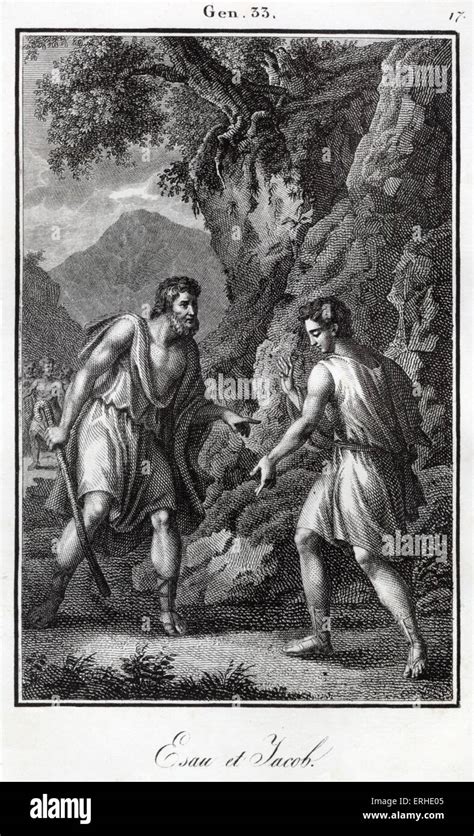 Bible, Jacob meets Esau Genesis Stock Photo - Alamy