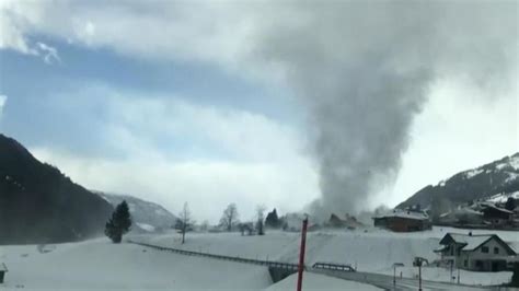 'Snow Tornado' blows through picturesque alpine village