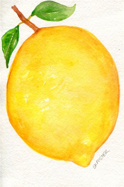 Lemon Watercolor Painting Original, Fruit watercolours 4 x 6 lemon leaves | 2015 Art | Lemon ...