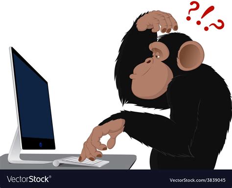 Monkey and computer Royalty Free Vector Image - VectorStock