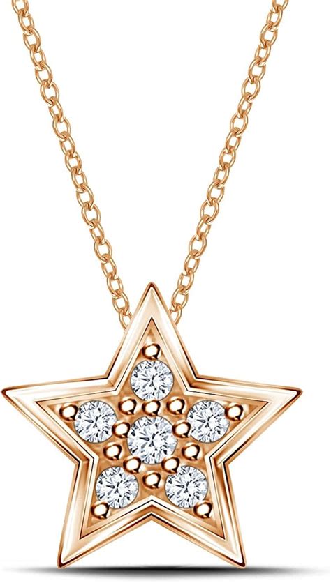 Amazon.com: 925 Silver Mini Star Shape Diamond Pendant Necklace (0.04cttw, IJ, I2-I3) 18: Jewelry