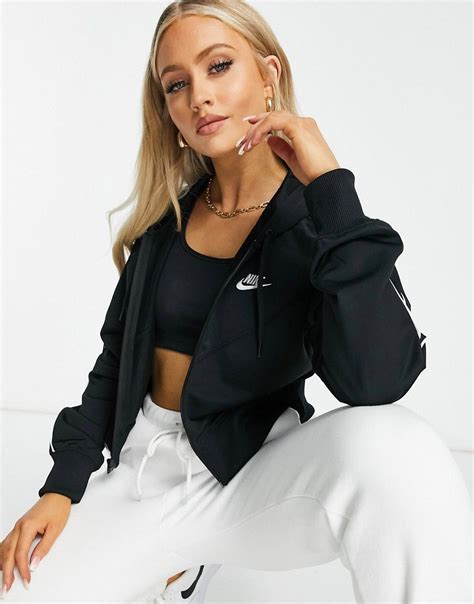 Nike Essentials polyknit zip up hoodie in black in 2021 | Cropped zip ...