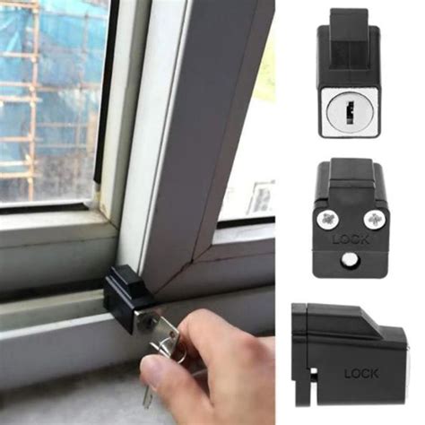 Doors and Windows Security Lock Window Stopper Black Sliding Window Security Lock with 2 Keys ...