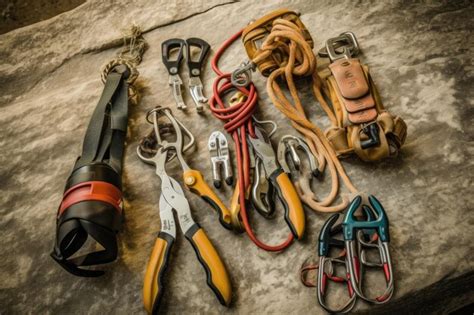 Premium AI Image | rock climbing tools and equipment professional advertising photography