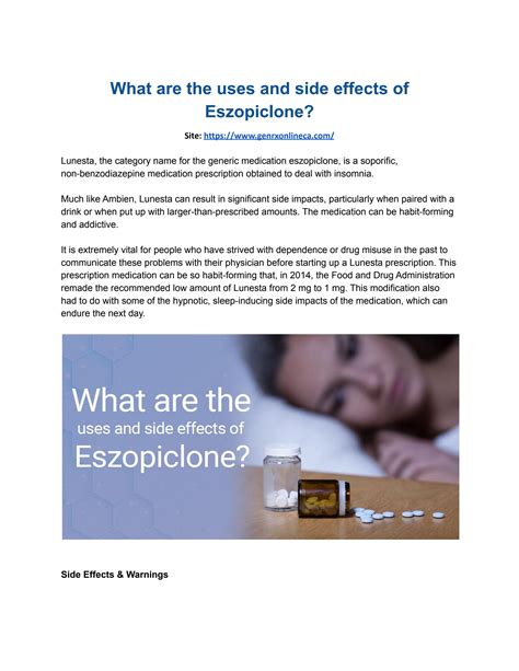 What are the uses and side effects of Eszopiclone? by paulnelsonn - Issuu