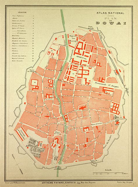 Map Of Douai France Drawing by French School - Pixels