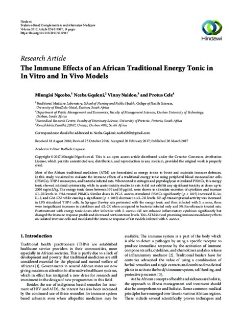 (PDF) The Immune Effects of an African Traditional Energy Tonic in In Vitro and In Vivo Models ...