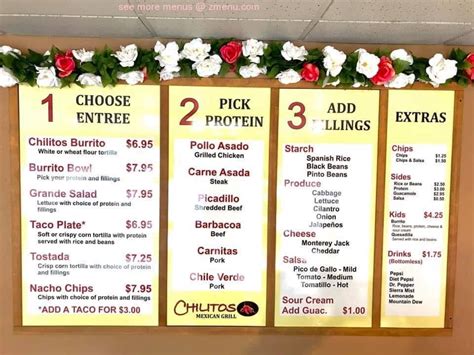 Menu at Chilitos restaurant, Klamath Falls