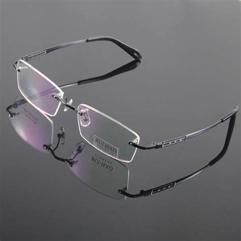 100% Titanium Eyeglasses Frame Eyeglasses Men Rimless Glasses Mens Optical Spectacles Eyewear ...