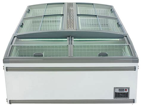 1040L Top Four Sliding Glass Door Island Display Freezer / Horizontal Commercial Refrigerator