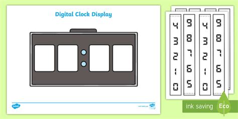 Interactive Digital Clock - Display Cut-Outs - Twinkl