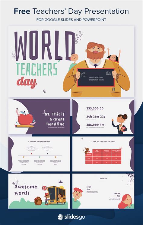 Free World Teachers' Day Presentation | World teachers, Powerpoint design templates, World ...