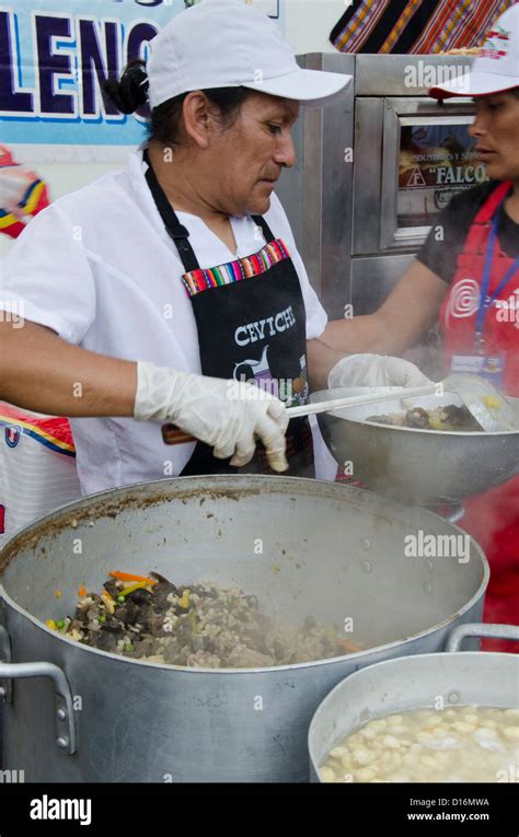 Food fair in Lima. Traditional peruvian kitchen. Peru Stock Photo - Alamy