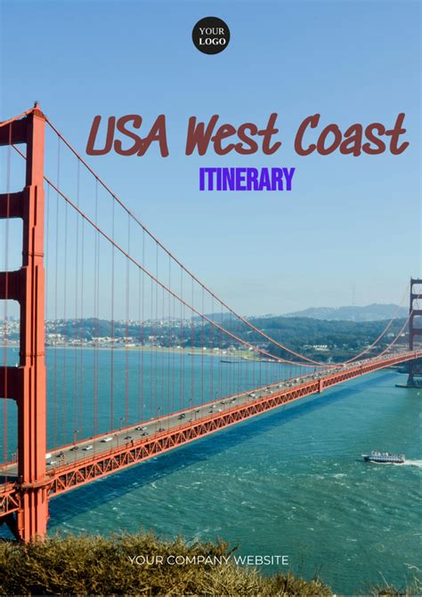 USA West Coast Itinerary Template - Edit Online & Download Example ...