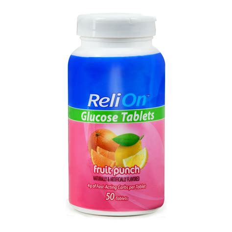 ReliOn Fruit Punch Glucose Tablets, 50 Ct - Walmart.com - Walmart.com