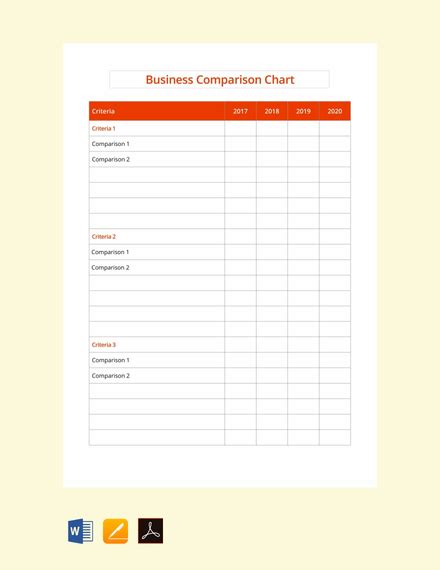 FREE Product Comparison Chart Template - PDF | Word (DOC) | Apple (MAC) Pages | Google Docs