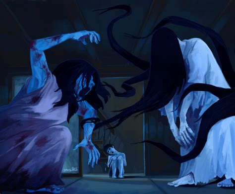 Sadako vs Kayako by tohdraws on DeviantArt