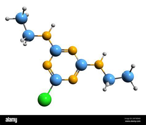 3D image de la formule squelettique de la Simazine - structure chimique moléculaire de l ...