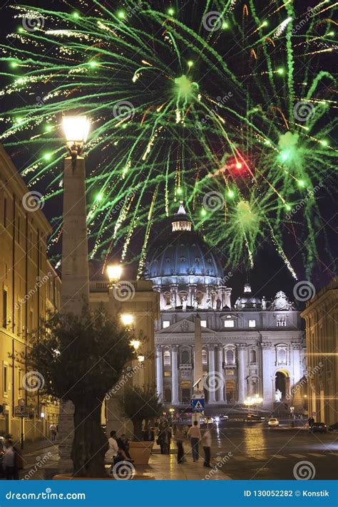 Vatican. Celebratory Fireworks Over a St Peter`s Square Stock Photo - Image of celebrate ...