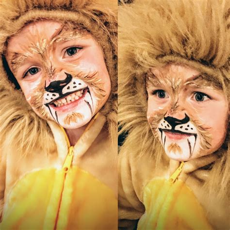 Sabertooth Lion Face-Paint (by 4yr request) •Simple 5mins •Paints: Snazaroo 28 color palette + B ...