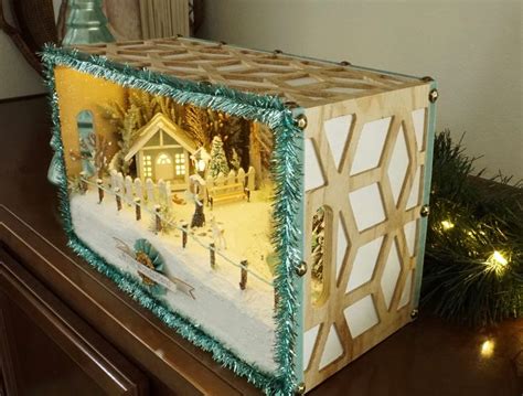 Large Aqua Christmas Diorama * Vintage Christmas Diorama Decoration in 2020 | Christmas diorama ...