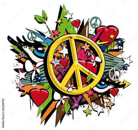 Graffiti Peace and Love symbol pop art illustration Stock Illustration ...