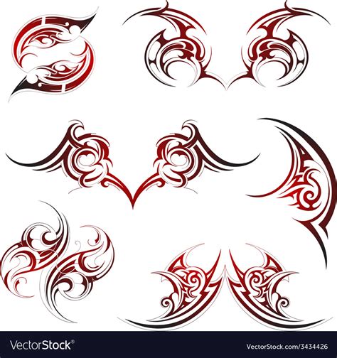 Tribal fire flame tattoo set Royalty Free Vector Image