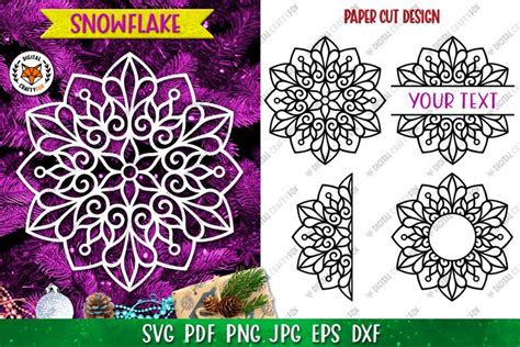 Snowflake SVG, Snowflake Split Monogram SVG