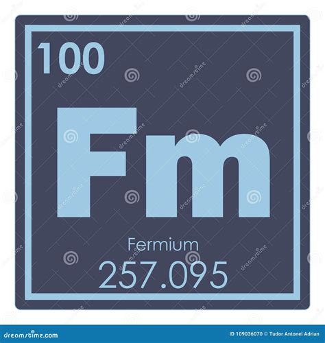 Fermium chemical element stock illustration. Illustration of symbol - 109036070