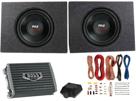 Pyle PLPW12D 12" 3200W Car Subwoofers 2pk, 2 Ch Amplifier, Amp Kit & 2 Sub Boxes - Walmart.com ...