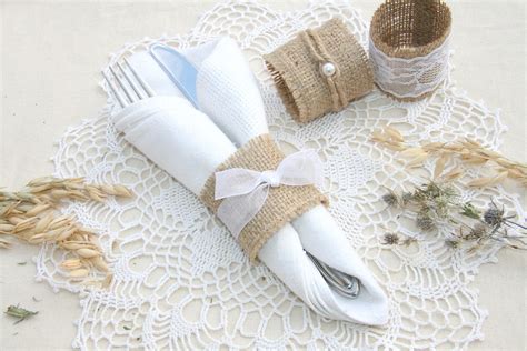 Burlap Wedding Napkin Rings Rustic Wedding Decor Rustic