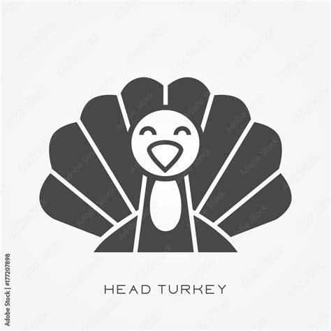 Silhouette icon head turkey Stock Vector | Adobe Stock