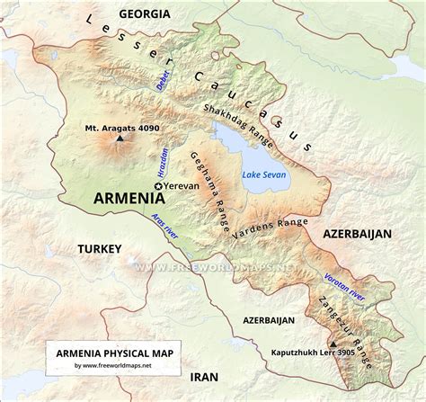 Armenia Physical Map