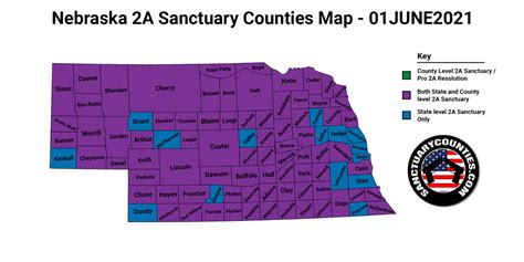 New Nebraska Second Amendment Sanctuary State Map Update 01JUNE2021 - Sanctuary Counties