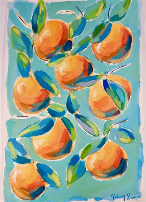 "Oranges Galore" 12x18 inches on paper. Acrylic & Gouache paint. | Vintage illustration art ...