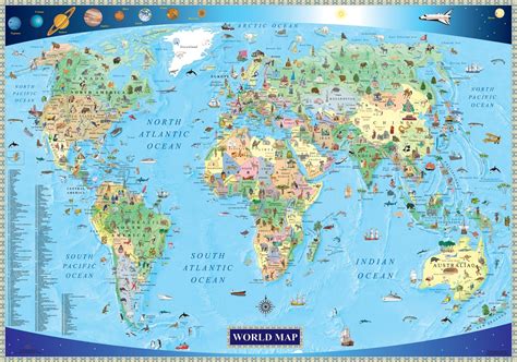 Illustrated Map Of The World For Kids Childrens World Map Kids World | Images and Photos finder