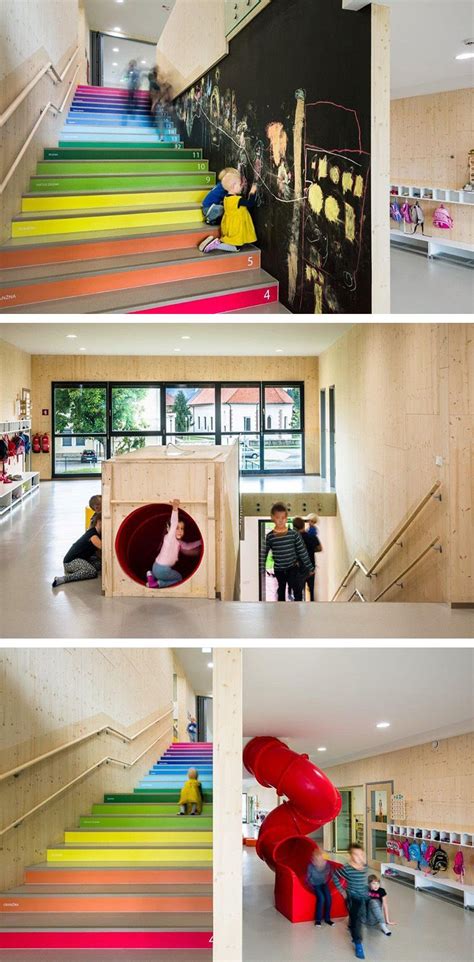 Design Detail - Numbers on stairs help kids learn to count | Kindergarten interior, Kindergarten ...