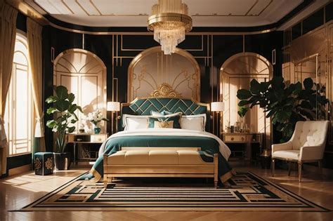 Premium AI Image | Art Deco Bedroom Decor Roaring 20s Opulence