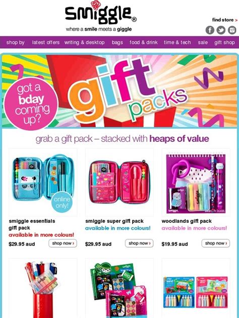 Smiggle: all new gift packs are here! finding the perfect present is easy with smiggle! | Milled