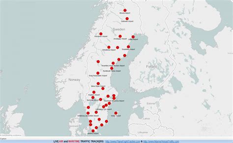 Sweden airports map - Map of Sweden airports (Northern Europe - Europe)