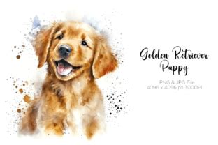 Golden Retriever Puppy Watercolor Graphic by Dukono · Creative Fabrica