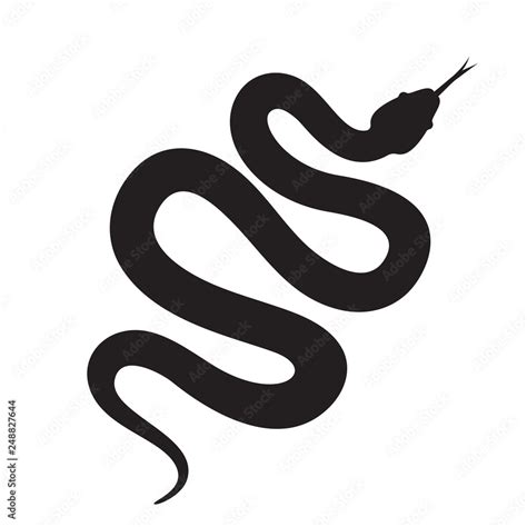 Snake silhouette vector icon. Long cobra or python snake creeping Stock ...