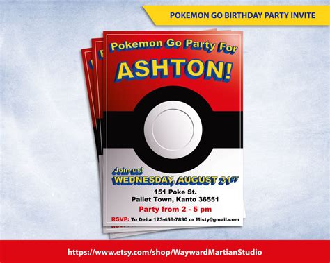 Pokemon Go Party Invitation / Birthday Party Invite / Pokeball Fun Time Party Announcement ...