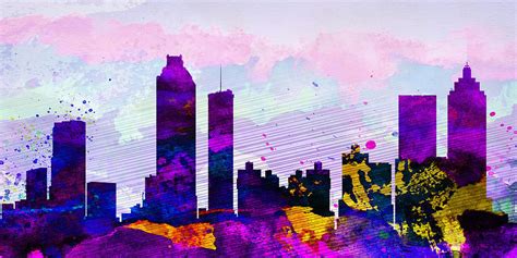 Atlanta City Skyline Painting by Naxart Studio - Pixels