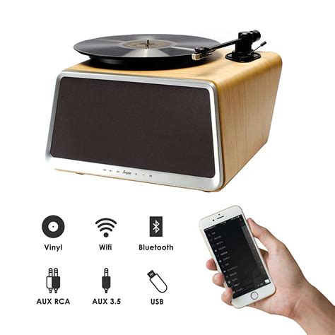 HYM – SEED 80W Hi-Fi Speaker with All-in-One: Vinyl Turntable Record Player/ Bluetooth/ Wifi ...