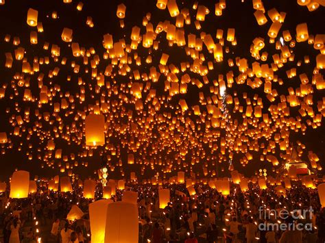 Loy Krathong Sky lanterns floating lanterns Photograph by Anthicha Sophitphinyo - Pixels