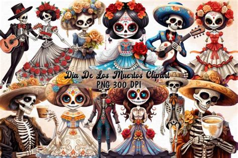 Dia De Los Muertos Skeleton Clipart Graphic by Magic World · Creative ...