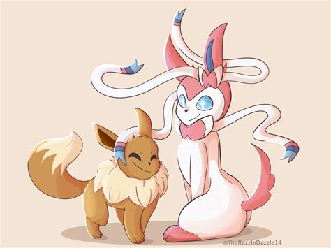 Eevee and Sylveon by TheRazzleDazzle14 on DeviantArt